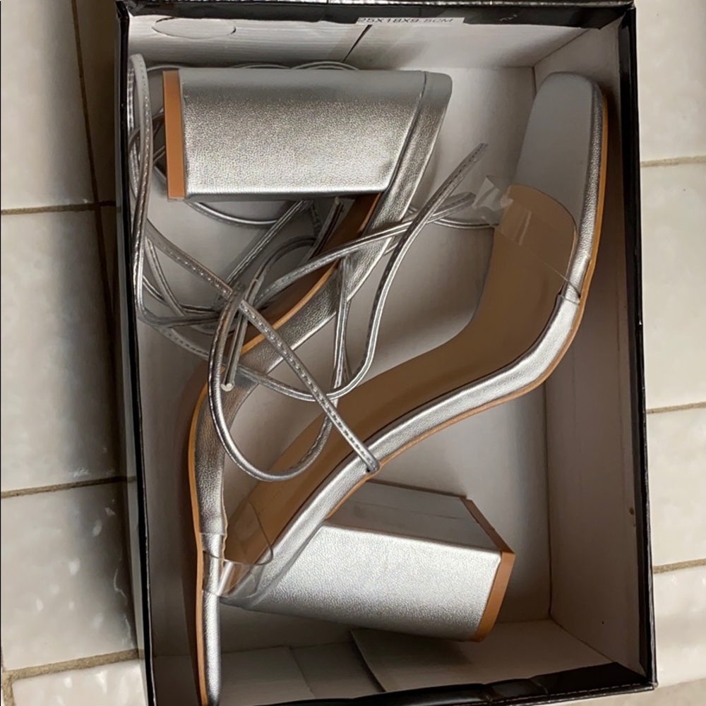 Lace up Silver Platforms